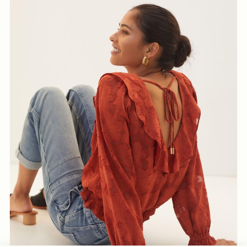 NWT- Anthropologie Textured Floral Blouse
